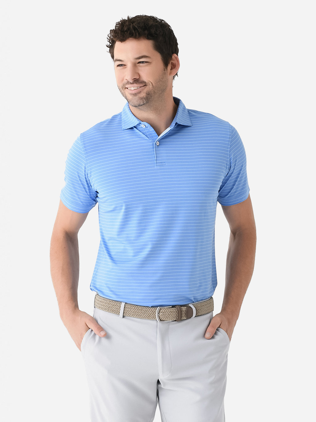 Peter Millar Crown Crafted Men's Duet Performance Jersey Polo - Saint Bernard