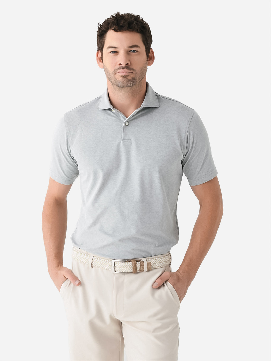 Peter Millar Crown Crafted Men's Albatross Cotton-Blend Performance Polo - Saint Bernard