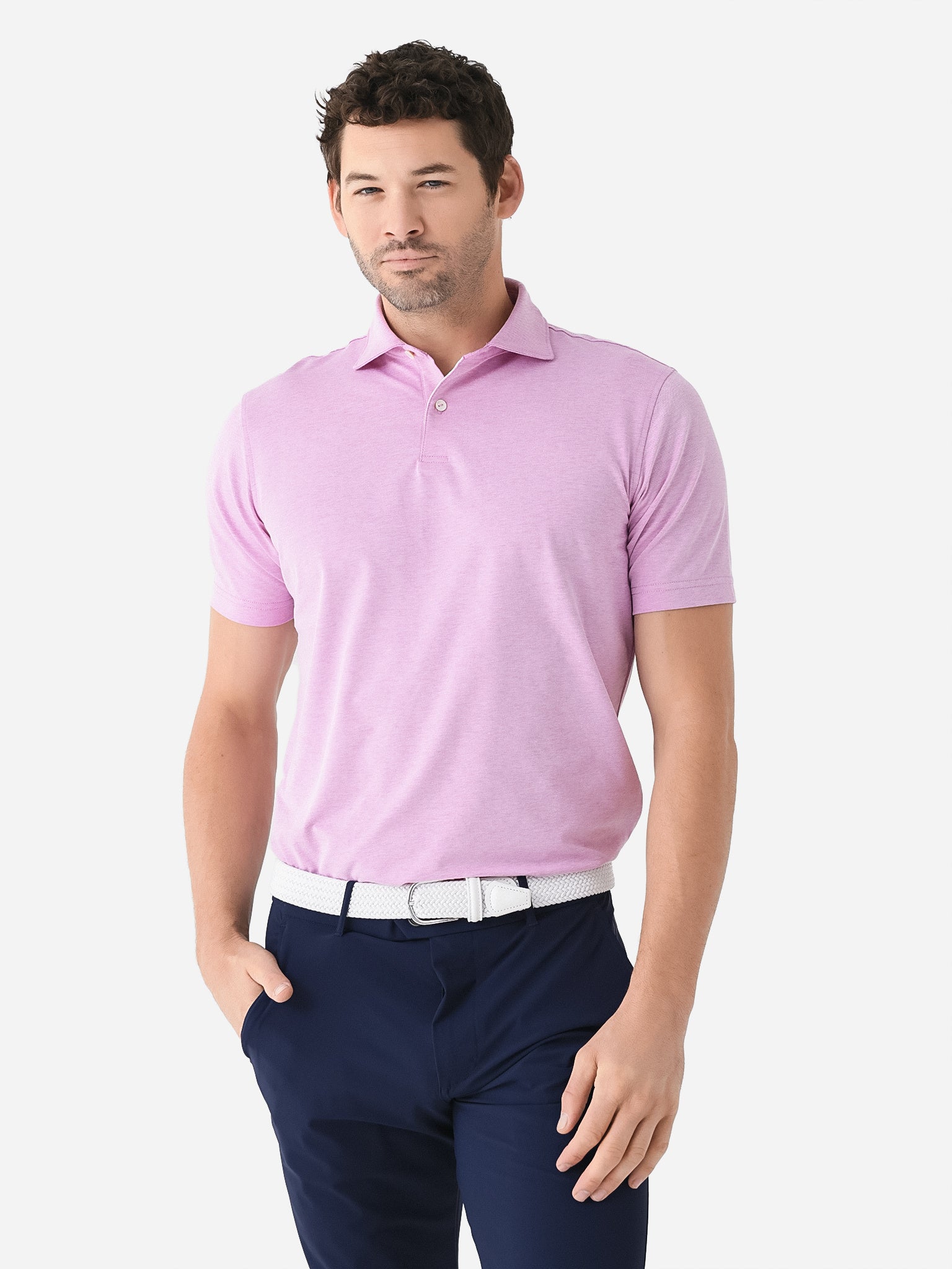 Peter Millar Crown Crafted Men's Albatross Cotton-Blend Performance Polo - Saint Bernard
