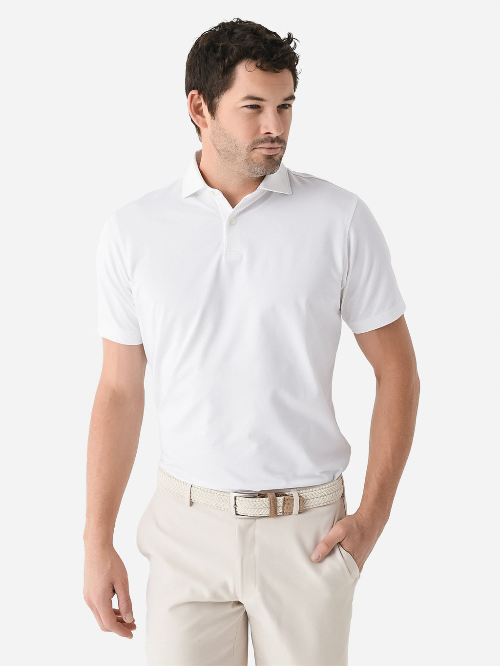 Peter Millar Crown Crafted Men's Albatross Cotton-Blend Performance Polo - Saint Bernard