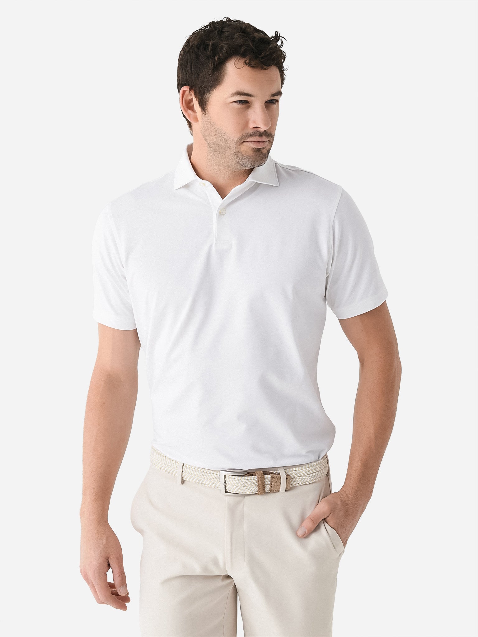 Peter Millar Crown Crafted Men's Albatross Cotton-Blend Performance Polo - Saint Bernard