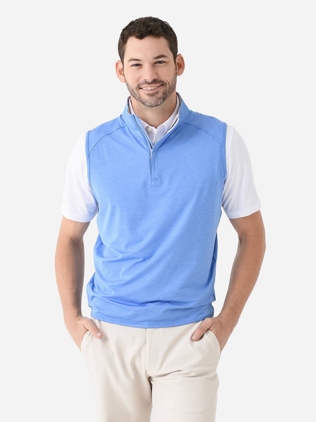 Peter Millar Crown Crafted Men's Stealth Performance Quarter-Zip Vest - Saint Bernard
