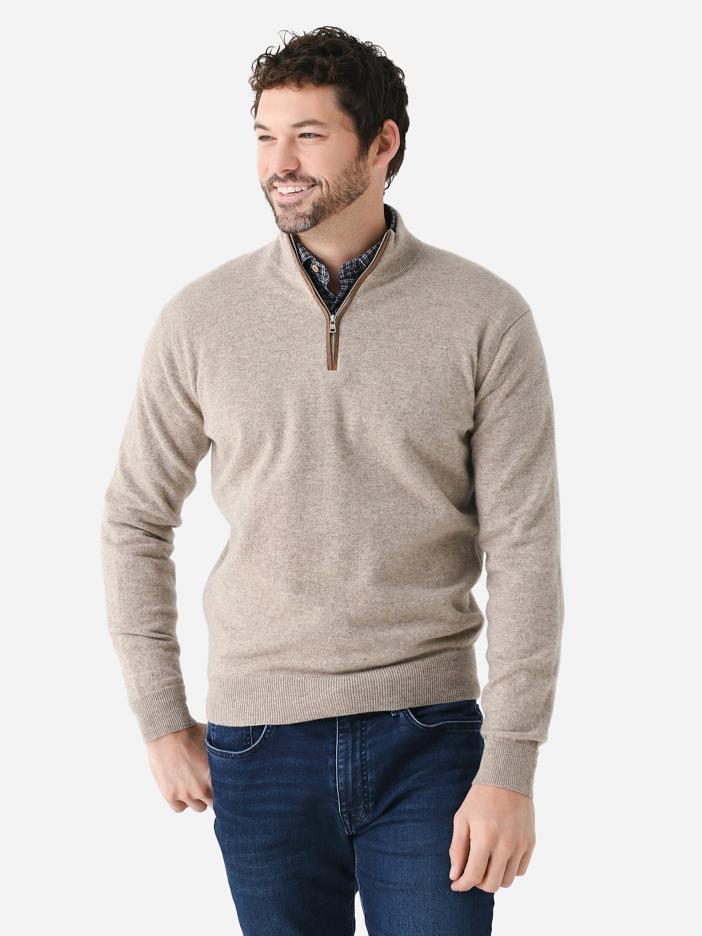 Peter Millar Crown Crafted Men's Artisan Crafted Cashmere Flex Quarter-Zip - Saint Bernard