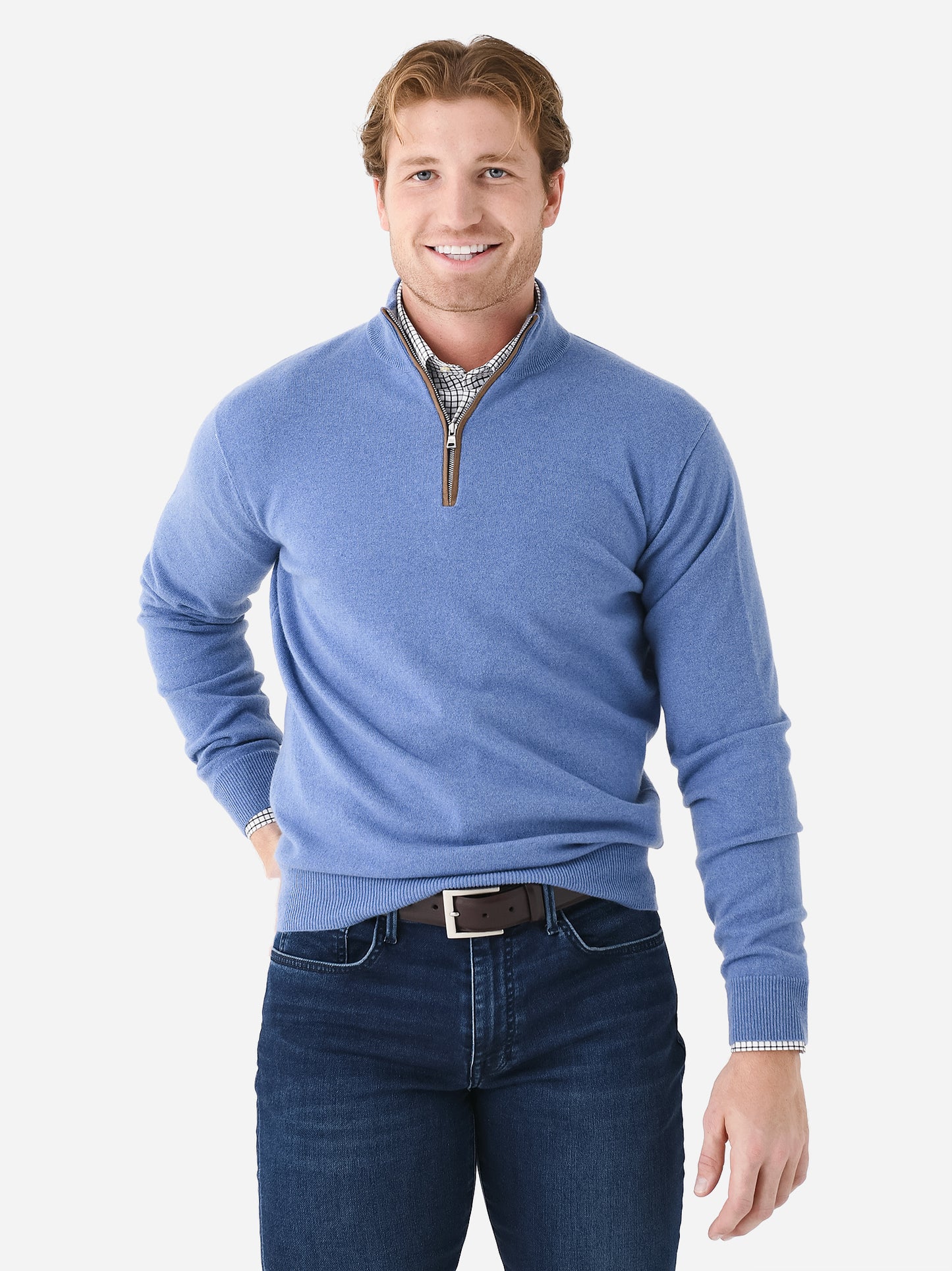 Peter Millar Crown Crafted Men's Artisan Crafted Cashmere Flex Quarter-Zip - Saint Bernard