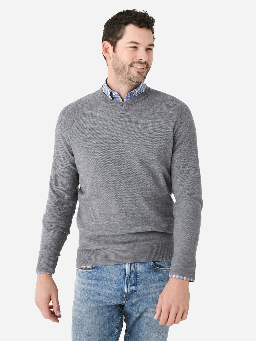 Peter Millar Crown Crafted Men's Dover High V-Neck Sweater - Saint Bernard