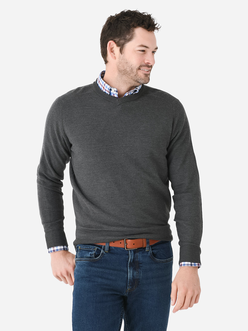 Peter Millar Crown Crafted Men's Dover High V-Neck Sweater - Saint Bernard