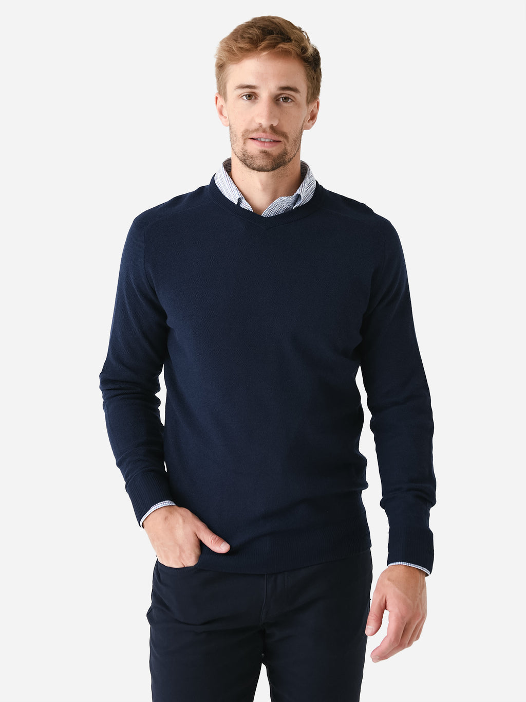 Peter Millar Crown Crafted Men's Dover High V-Neck Sweater - Saint Bernard
