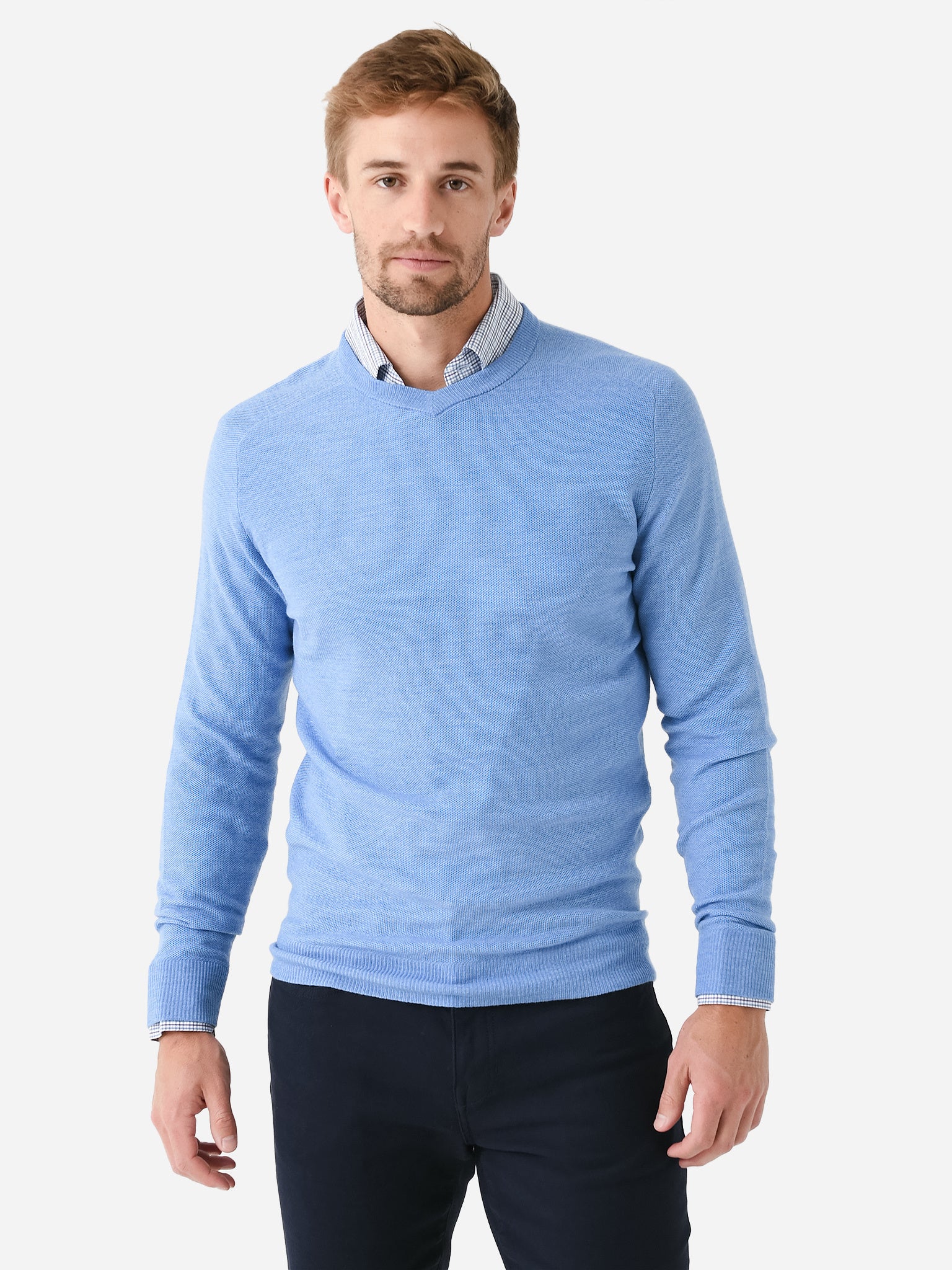 Peter Millar Crown Crafted Men's Dover High V-Neck Sweater - Saint Bernard