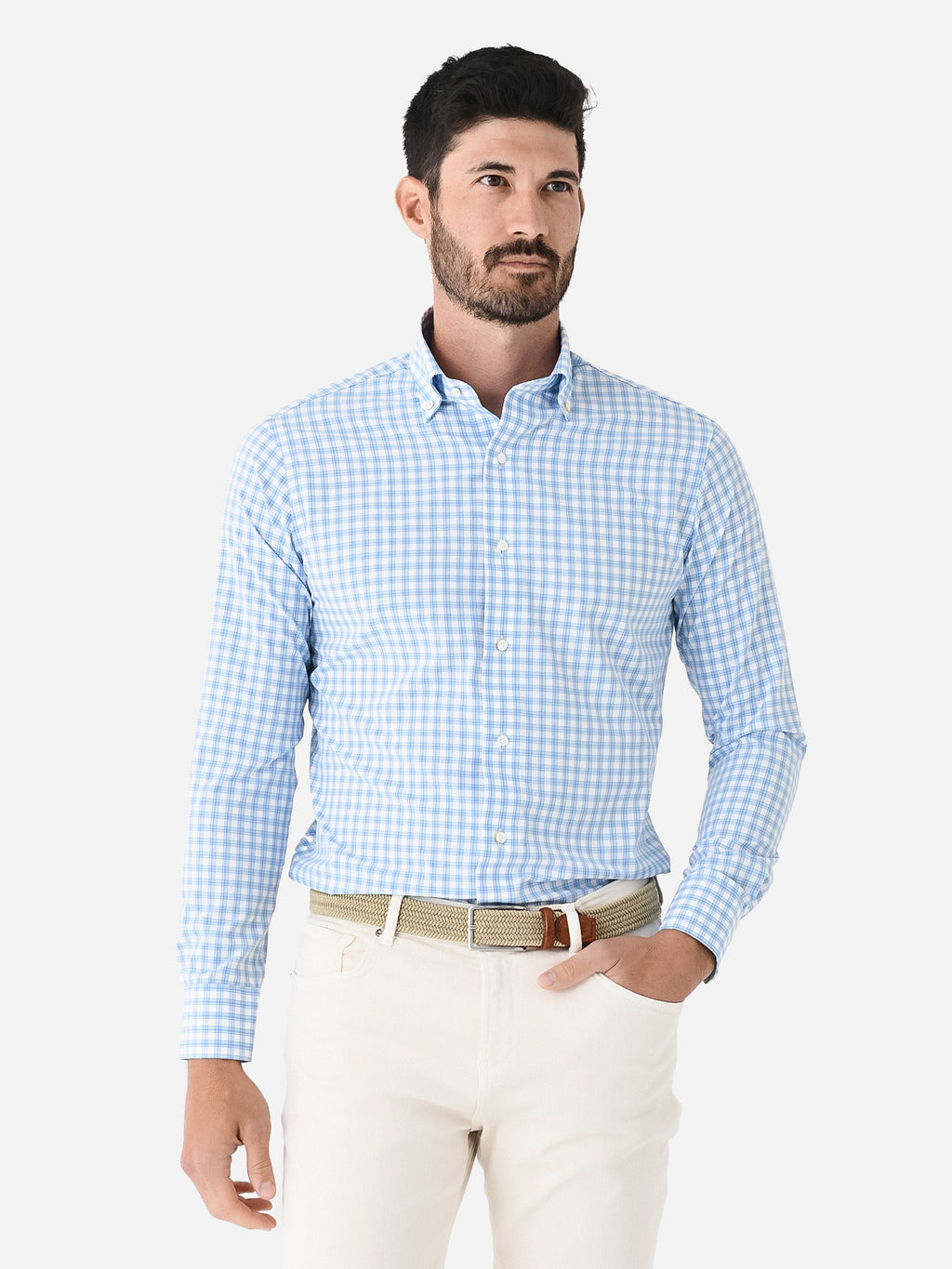 Peter Millar Crown Crafted Men's Gibbs Performance Poplin Sport Shirt - Saint Bernard