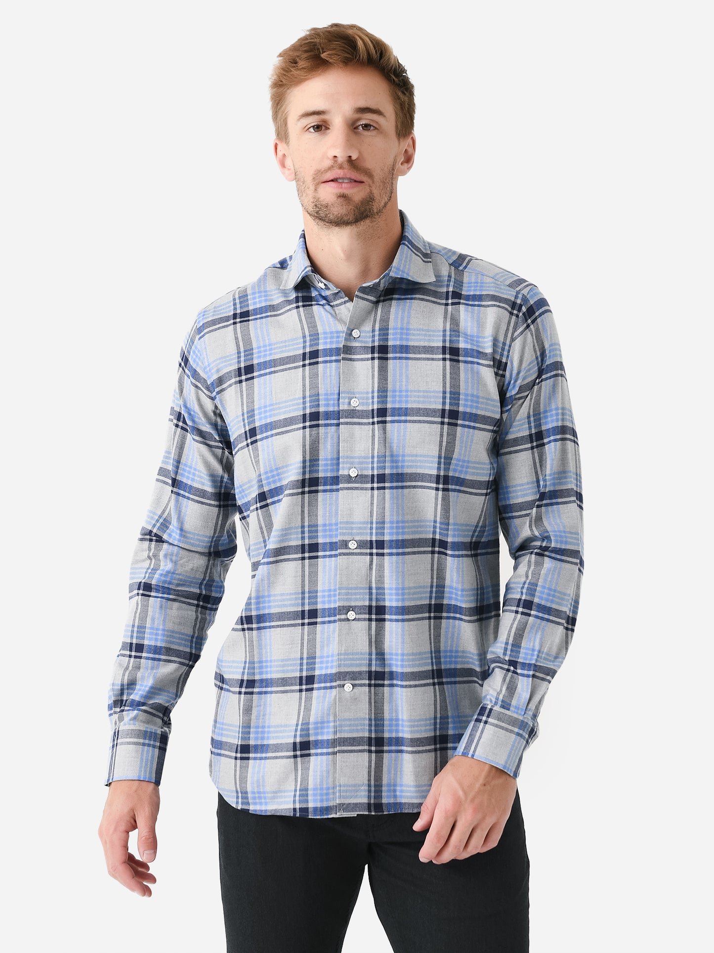 Peter Millar Crown Crafted Men's Coulter Italian Flannel Sport Shirt - Saint Bernard