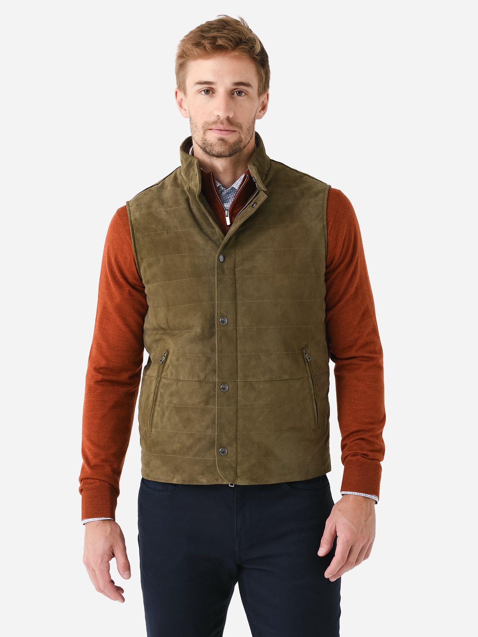 Peter Millar Crown Crafted Men's Vantage Suede Vest - Saint Bernard