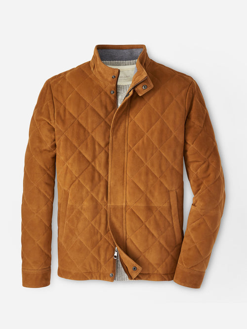 Peter Millar Crown Men's Suede Norfolk Quilted Bomber