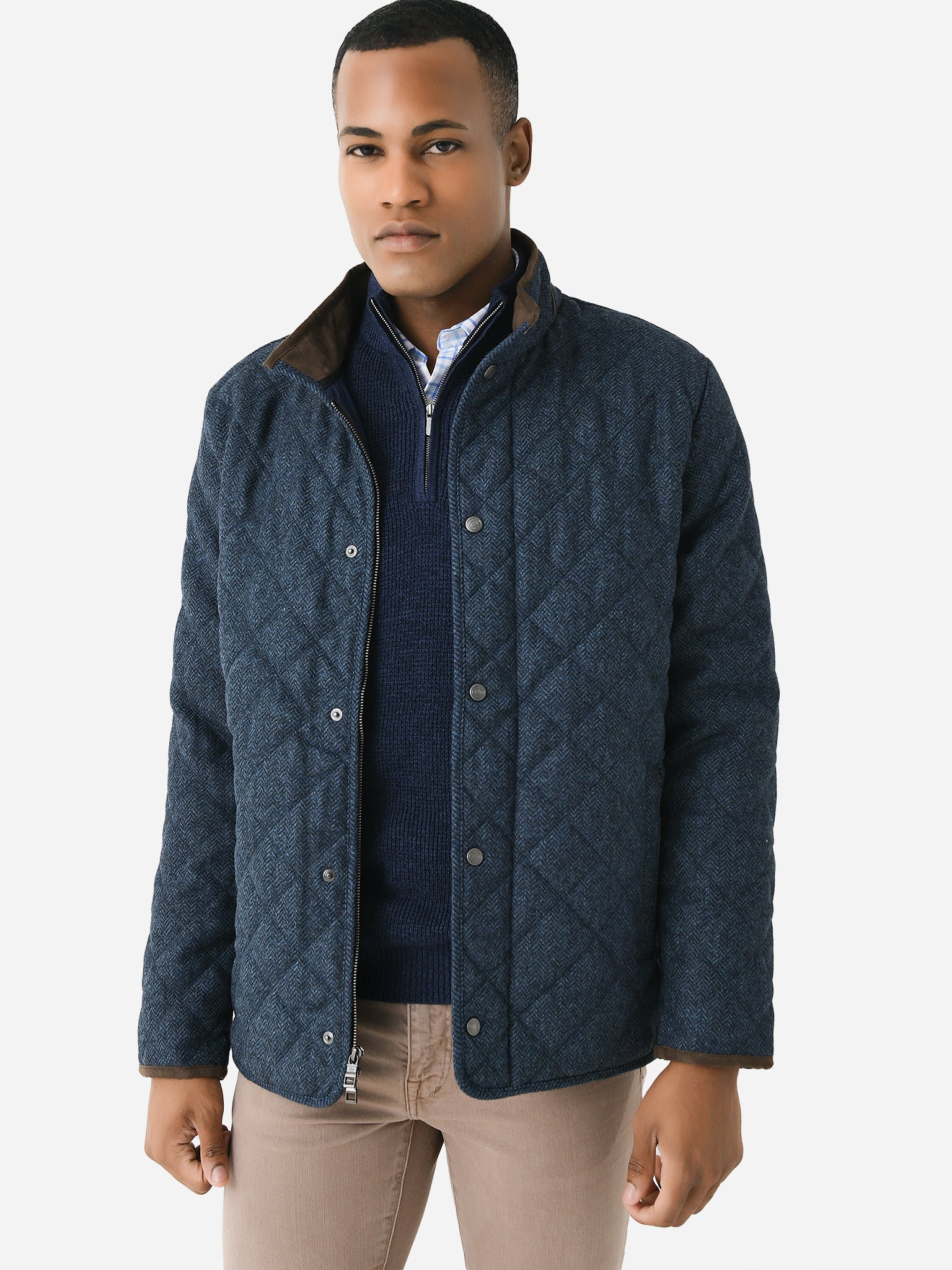 Peter Millar Crown Men's Suffolk Quilted Wool Travel Coat - Saint Bernard