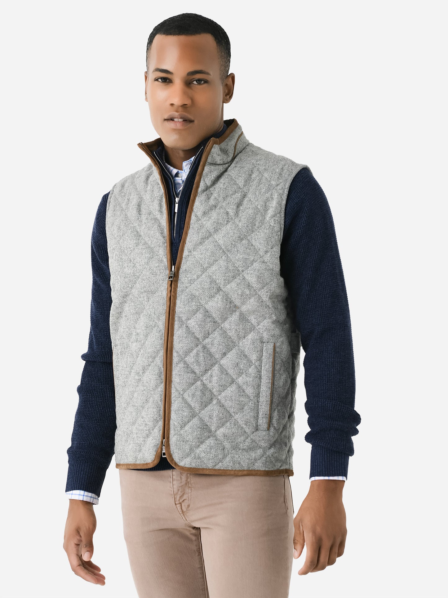 Peter Millar Crown Men's Essex Quilted Wool Travel Vest - Saint Bernard