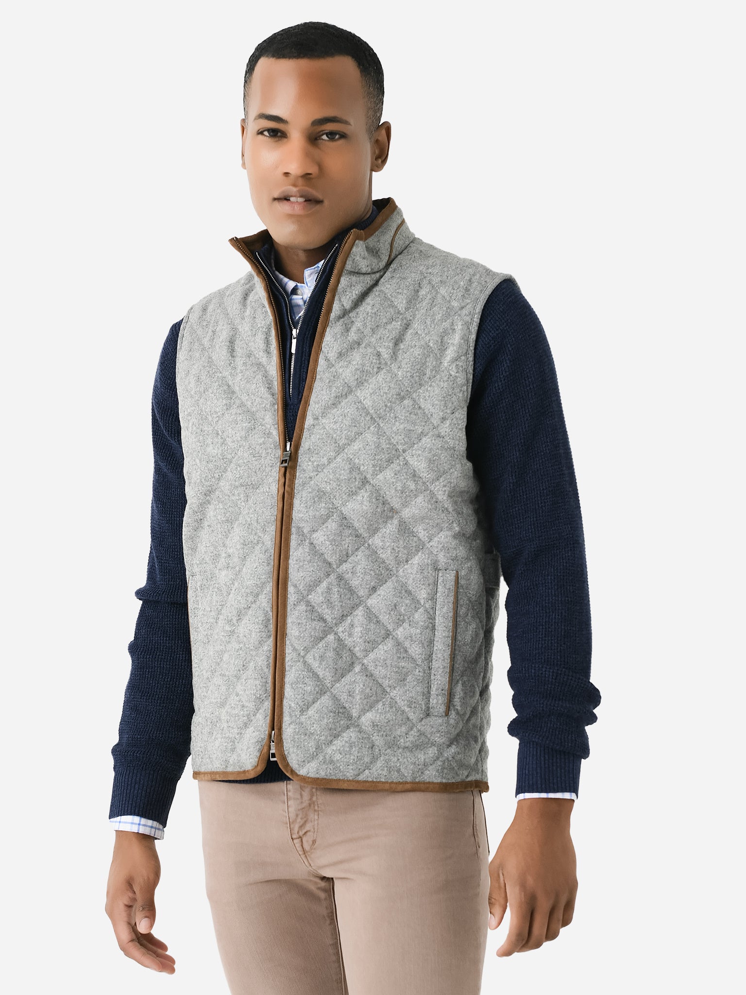 Peter Millar Crown Men's Essex Quilted Wool Travel Vest - Saint Bernard