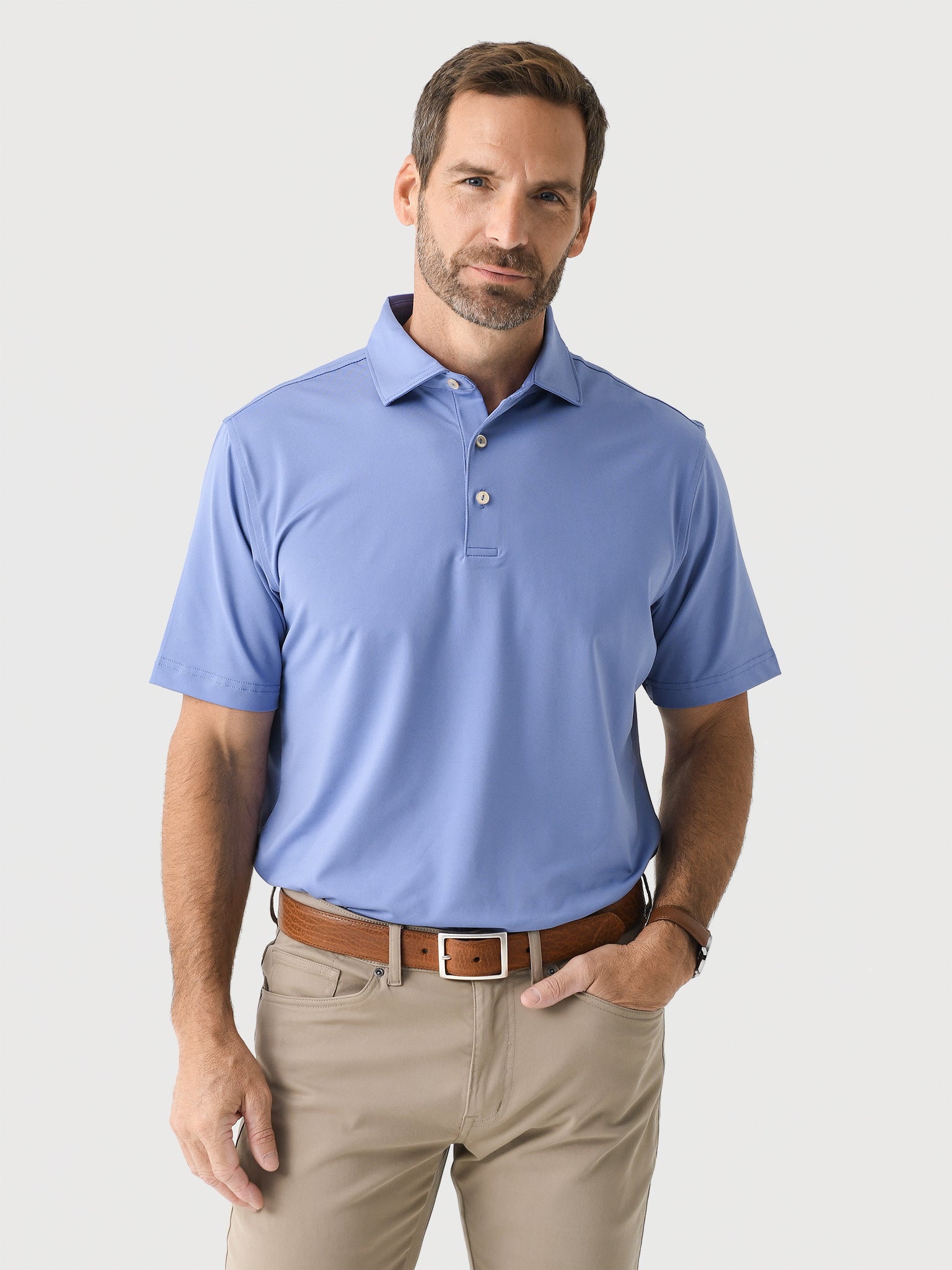 Peter Millar Crown Sport Men's Solid Performance Jersey Polo - Saint Bernard