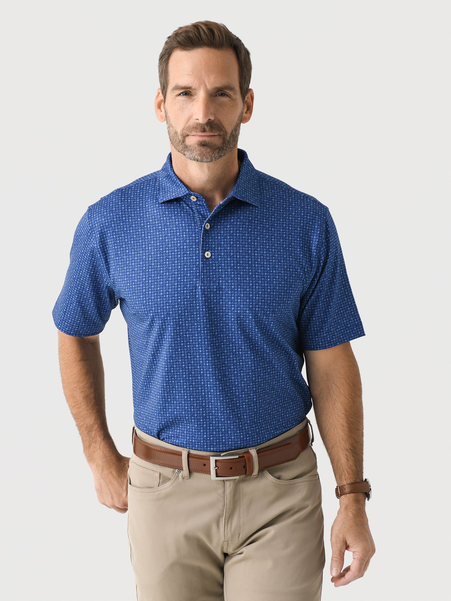 Peter Millar Crown Sport Men's Take A Chance Performance Jersey Polo - Saint Bernard