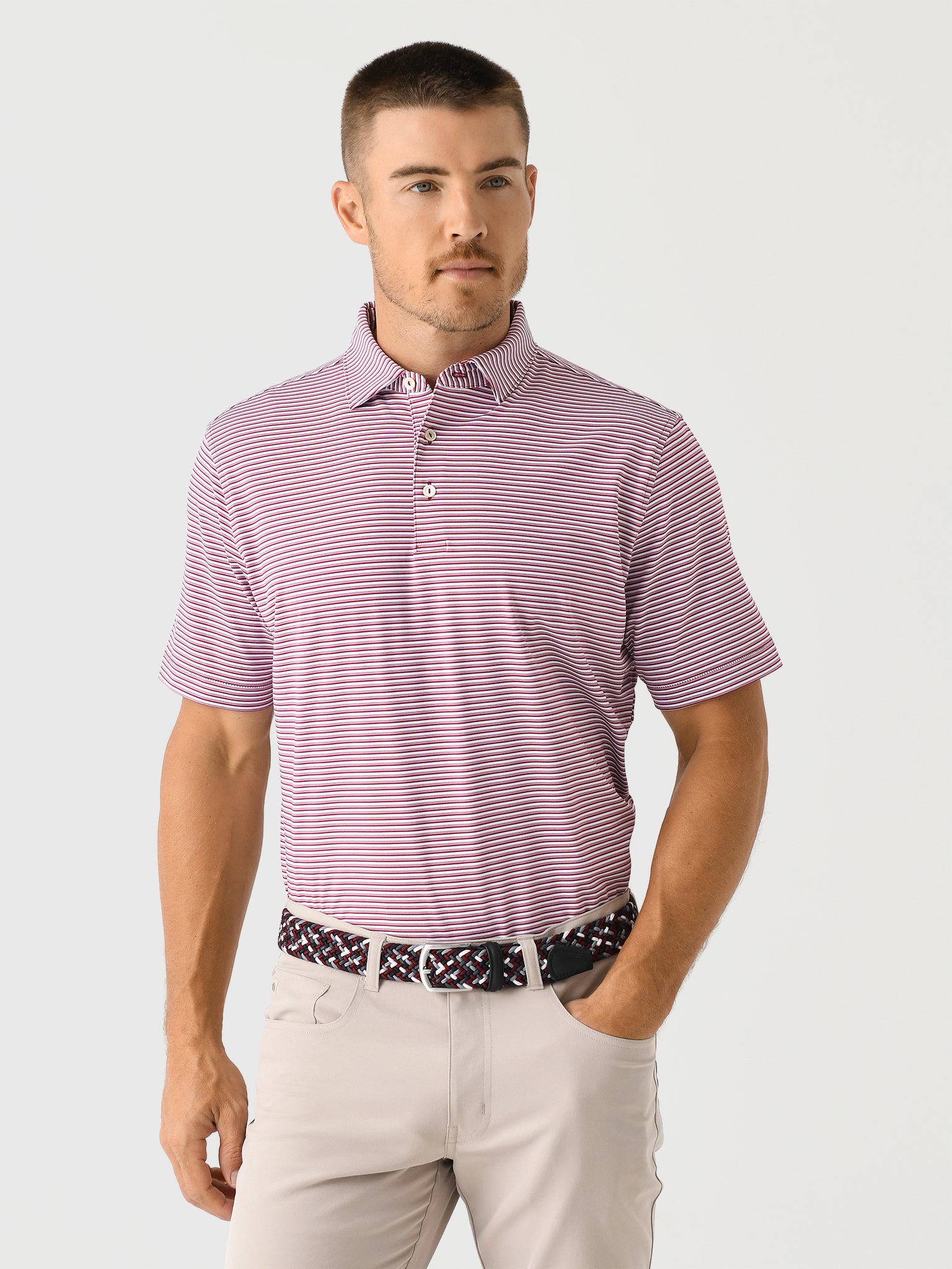 Peter Millar Crown Sport Men's Cedar Performance Jersey Polo - Saint Bernard