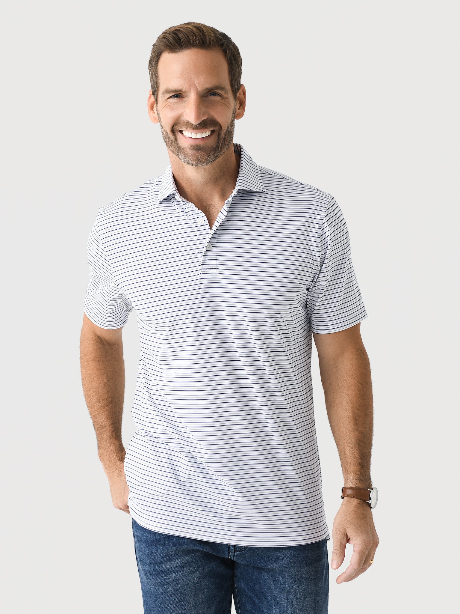 Peter Millar Crown Sport Men's Cedar Performance Jersey Polo - Saint Bernard