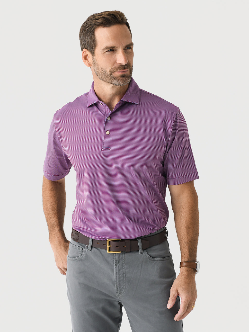 Peter Millar Crown Sport Men's Jubilee Stripe Performance Polo - Saint Bernard
