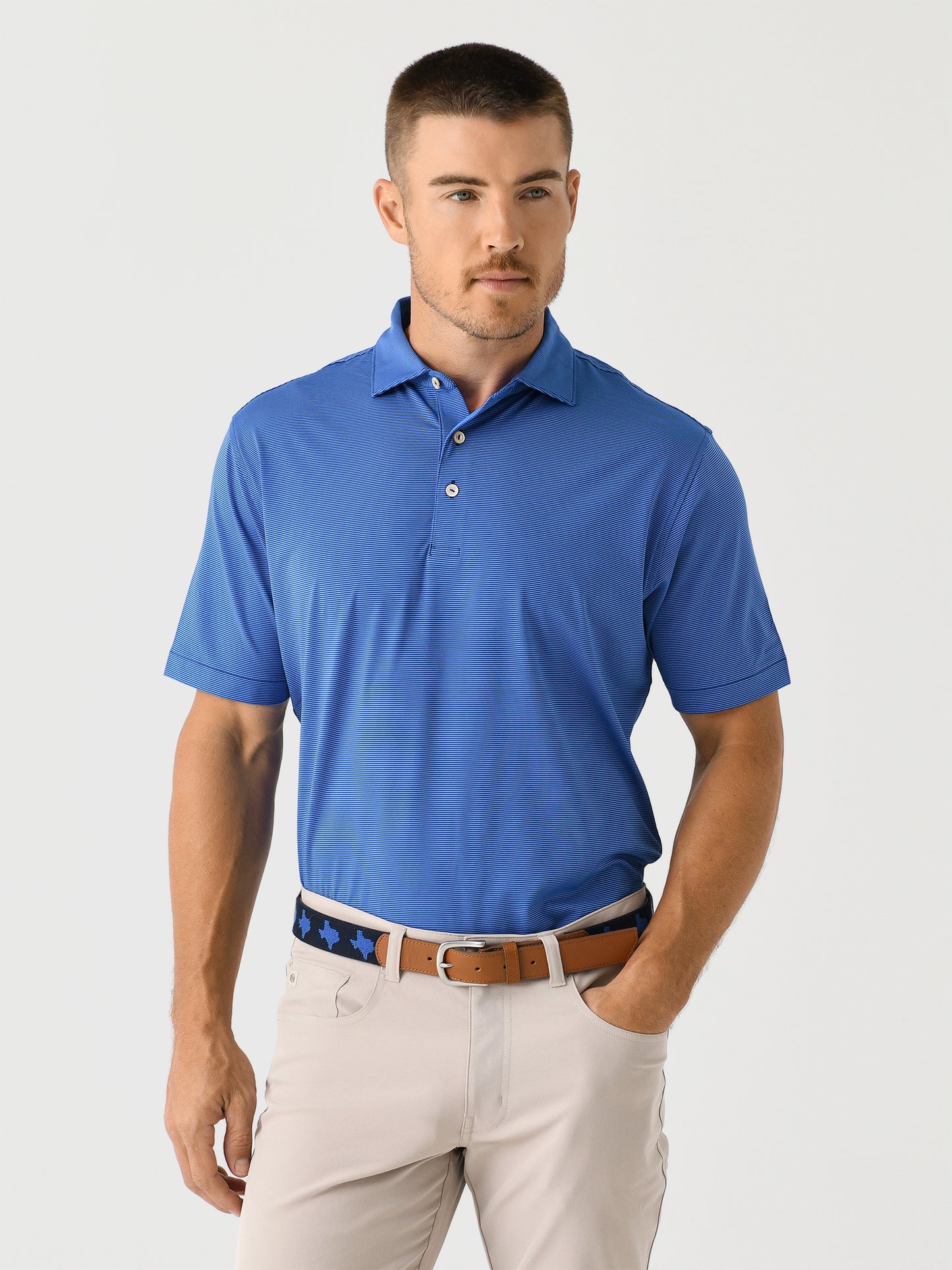 Peter Millar Crown Sport Men's Jubilee Stripe Performance Polo - Saint Bernard