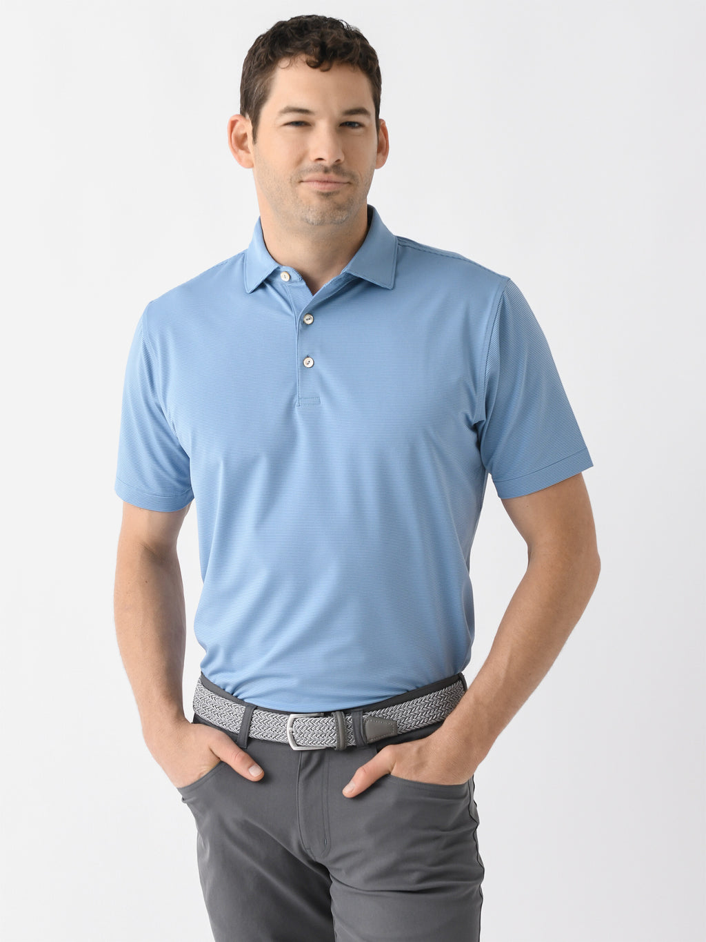 Peter Millar Crown Sport Men's Jubilee Stripe Performance Polo - Saint Bernard