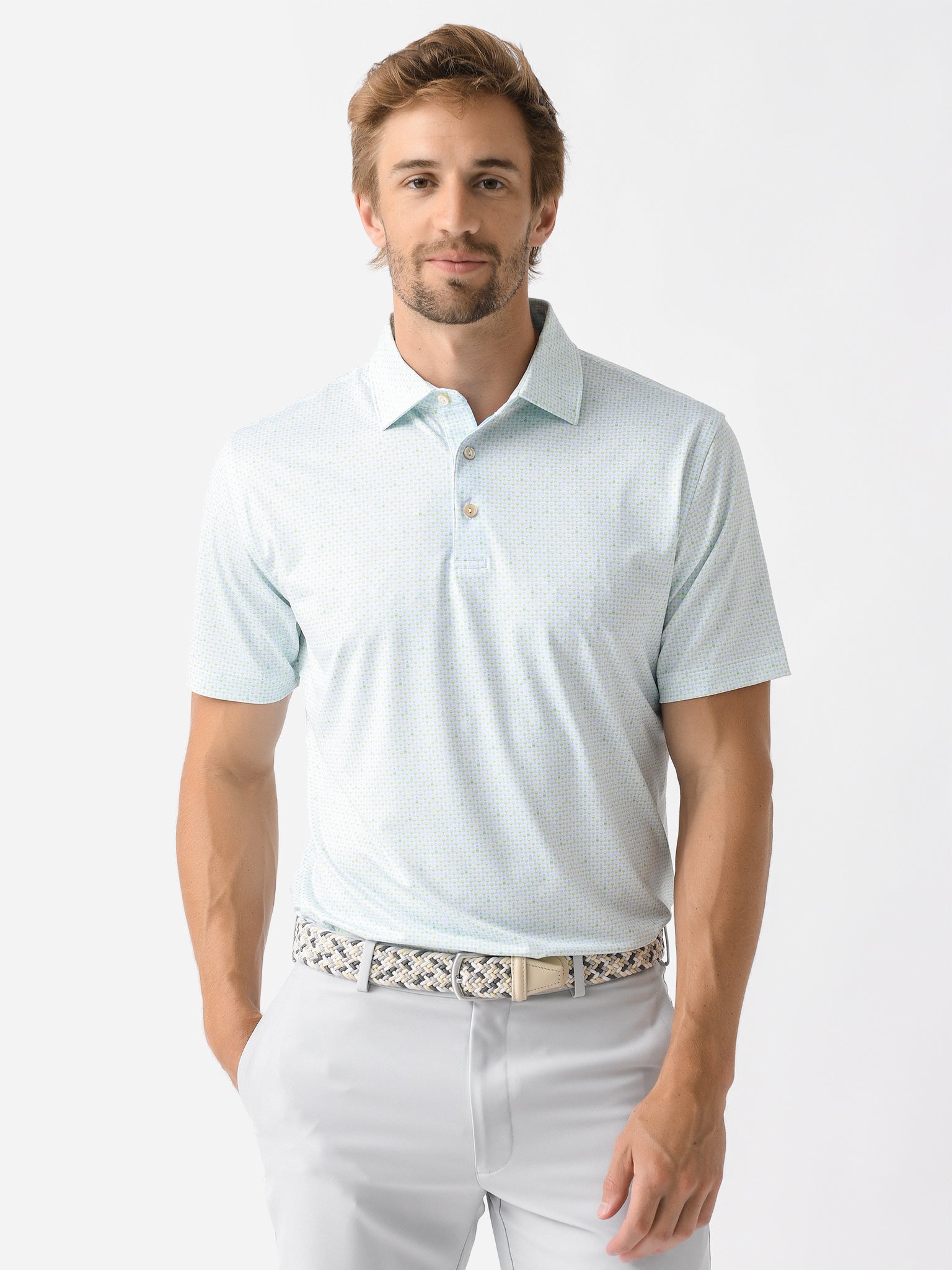 Peter Millar Crown Sport Men's The Bees Knees Performance Jersey Polo - Saint Bernard