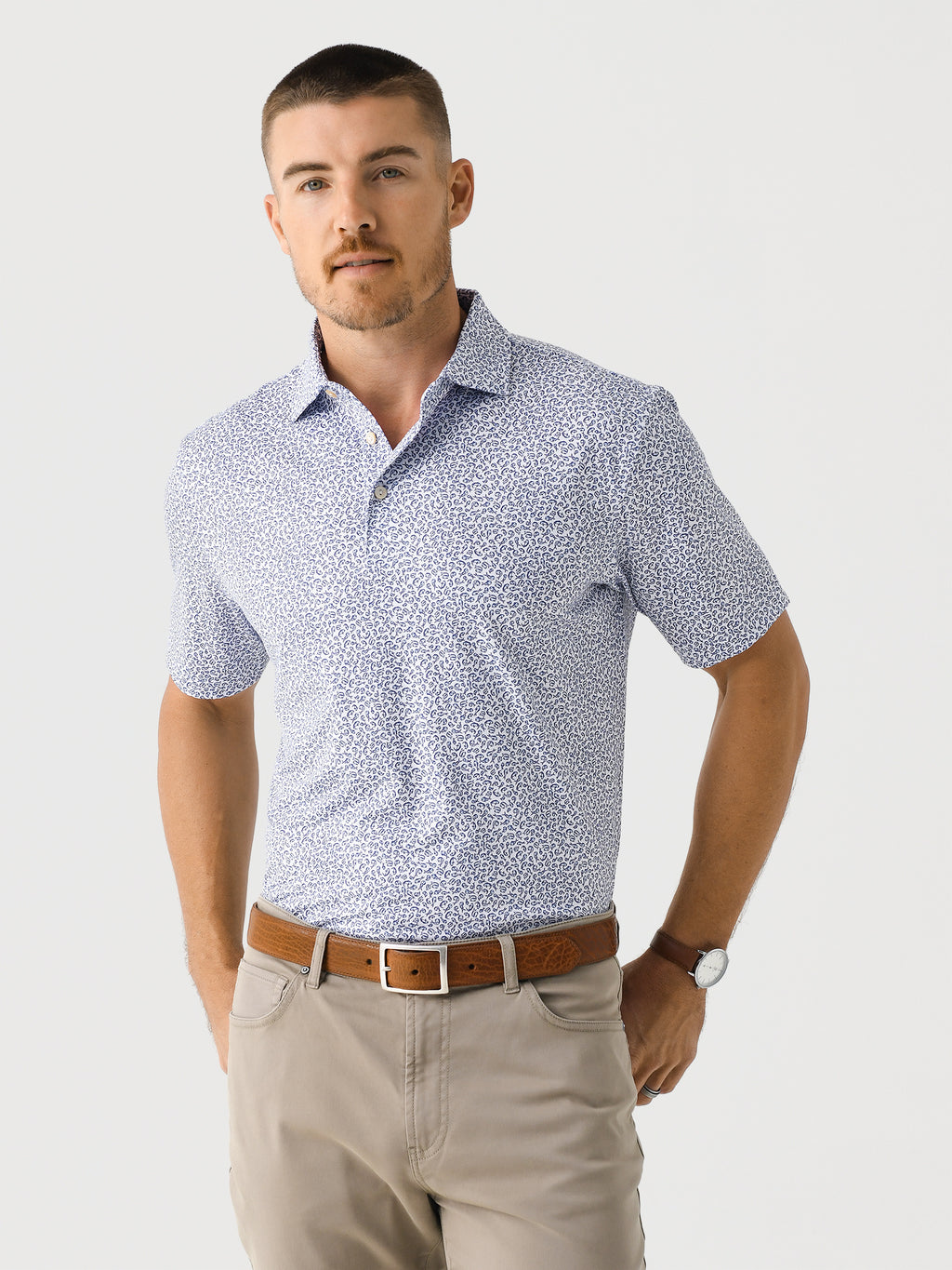 Peter Millar Crown Sport Men's Mahi Mahi Performance Jersey Polo - Saint Bernard