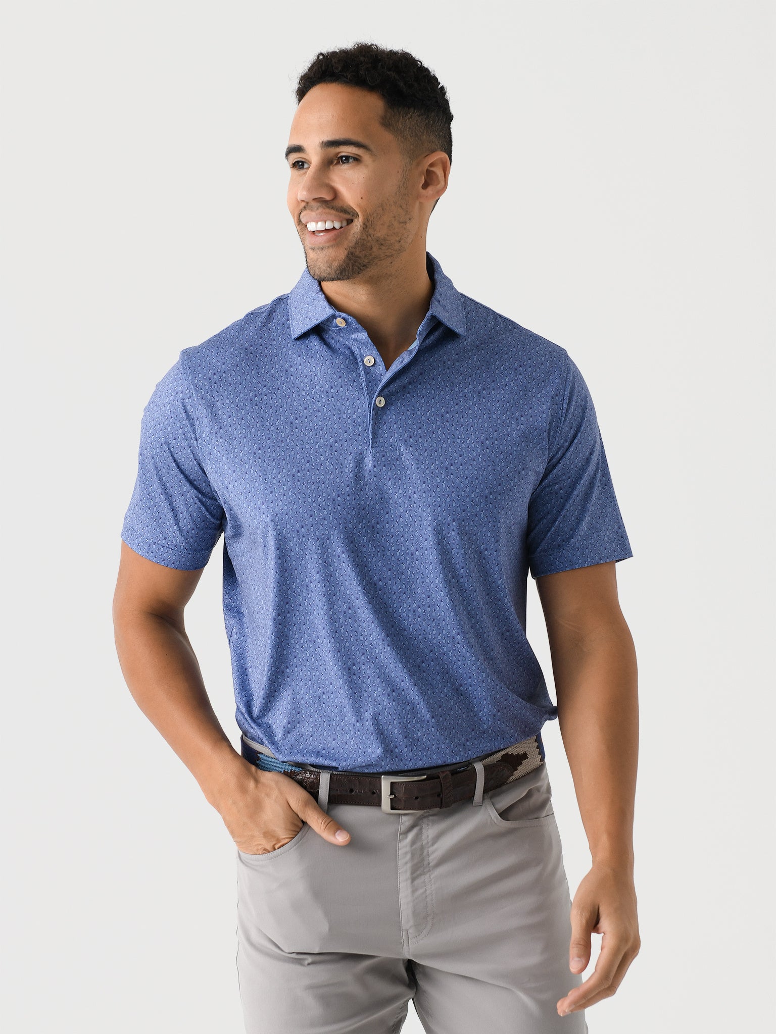Peter Millar Crown Sport Men's Piña Skullada Performance Jersey Polo - Saint Bernard
