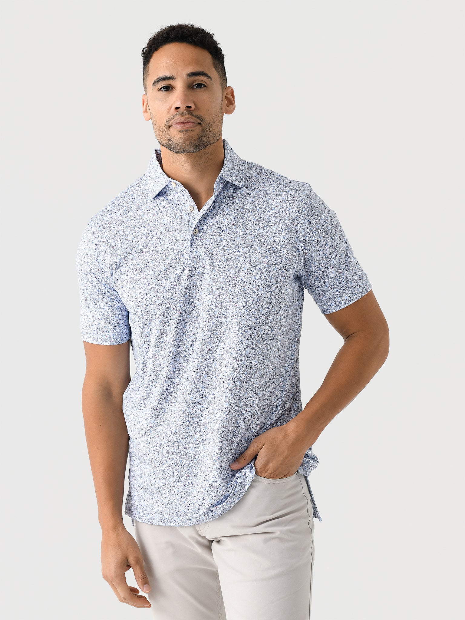 Peter Millar Crown Sport Men's Bootleggers Performance Jersey Polo - Saint Bernard