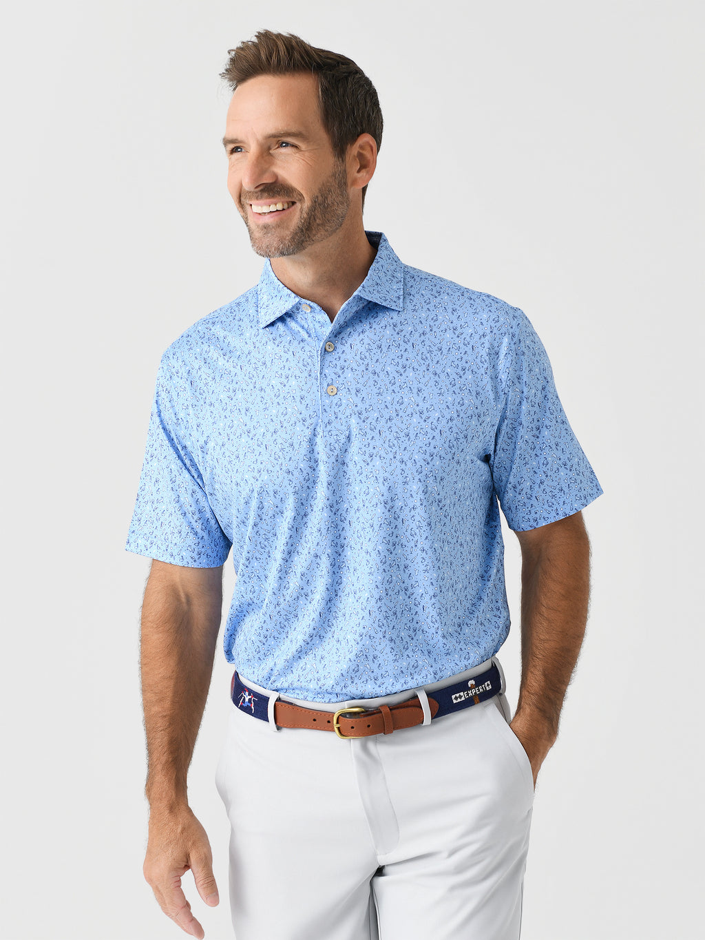 Peter Millar Crown Sport Men's Hair Of The Dog Performance Jersey Polo - Saint Bernard