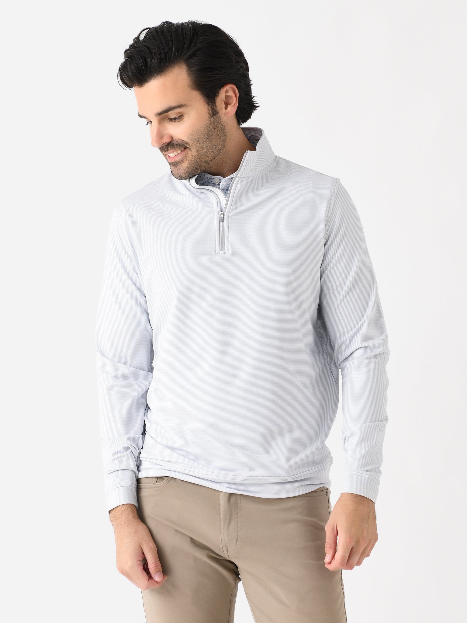 Peter Millar Crown Sport Men's Perth Sugar Stripe Performance Quarter-Zip - Saint Bernard