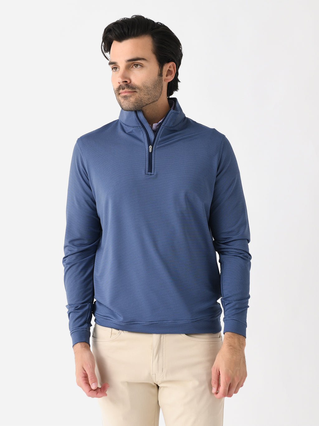 Peter Millar Crown Sport Men's Perth Sugar Stripe Performance Quarter-Zip - Saint Bernard