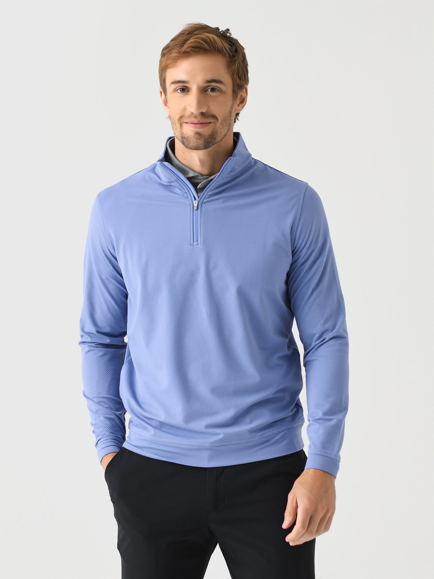 Peter Millar Crown Sport Men's Perth Cross Hatch Performance Quarter-Zip - Saint Bernard