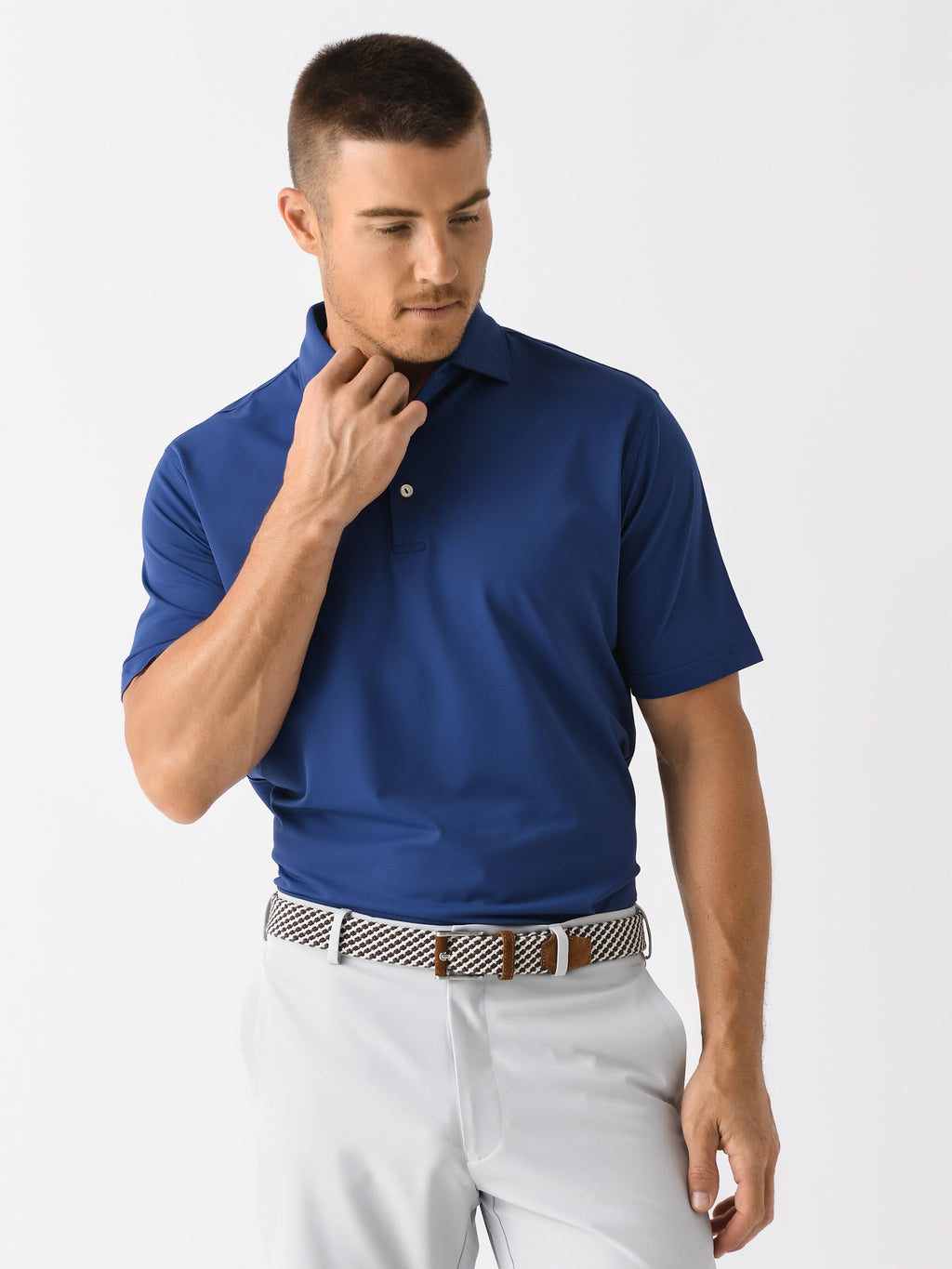 Peter Millar Crown Sport Men's Solid Performance Mesh Polo - Saint Bernard