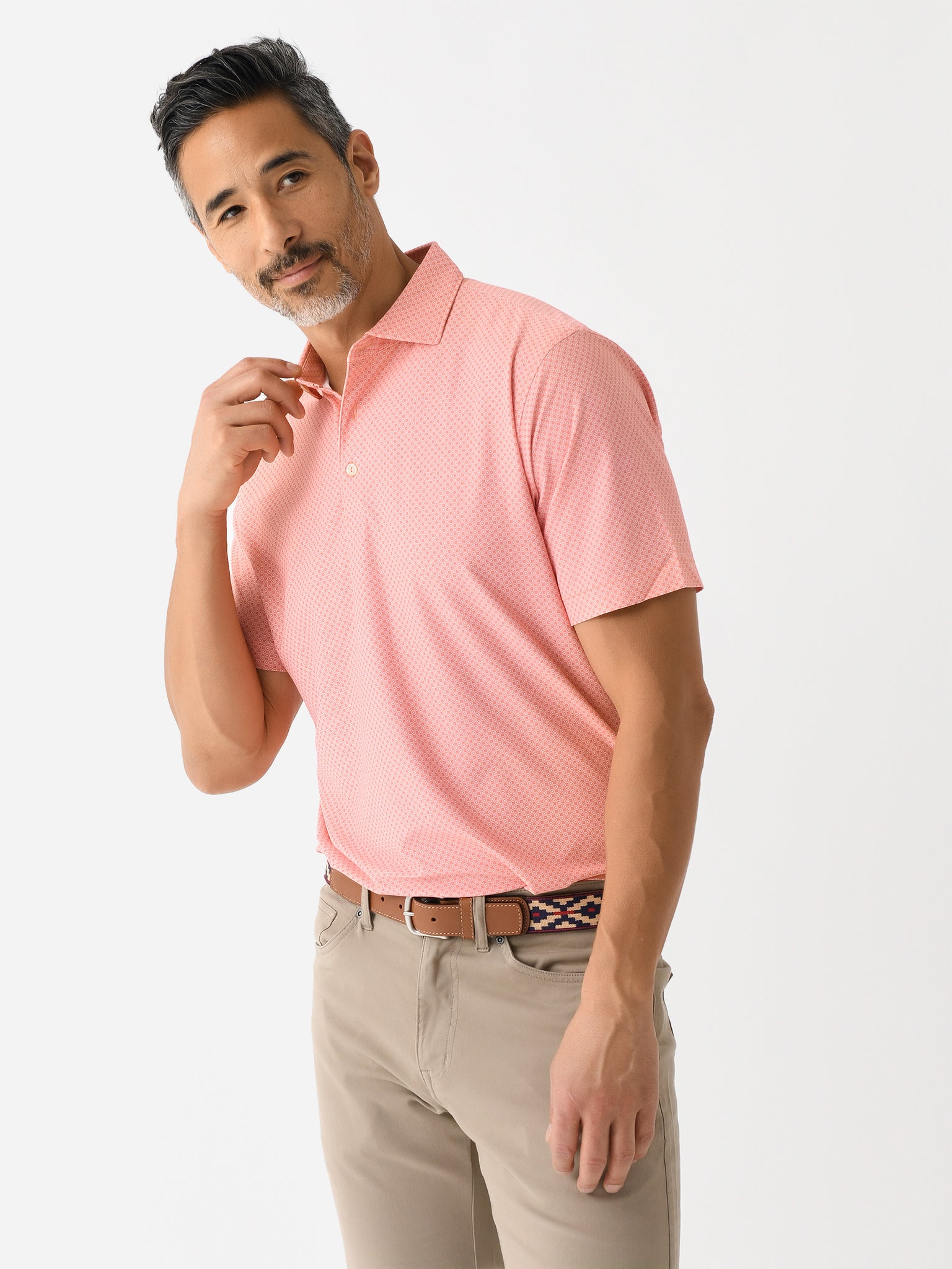 Peter Millar Crown Sport Men's Quadratic Performance Mesh Polo - Saint Bernard