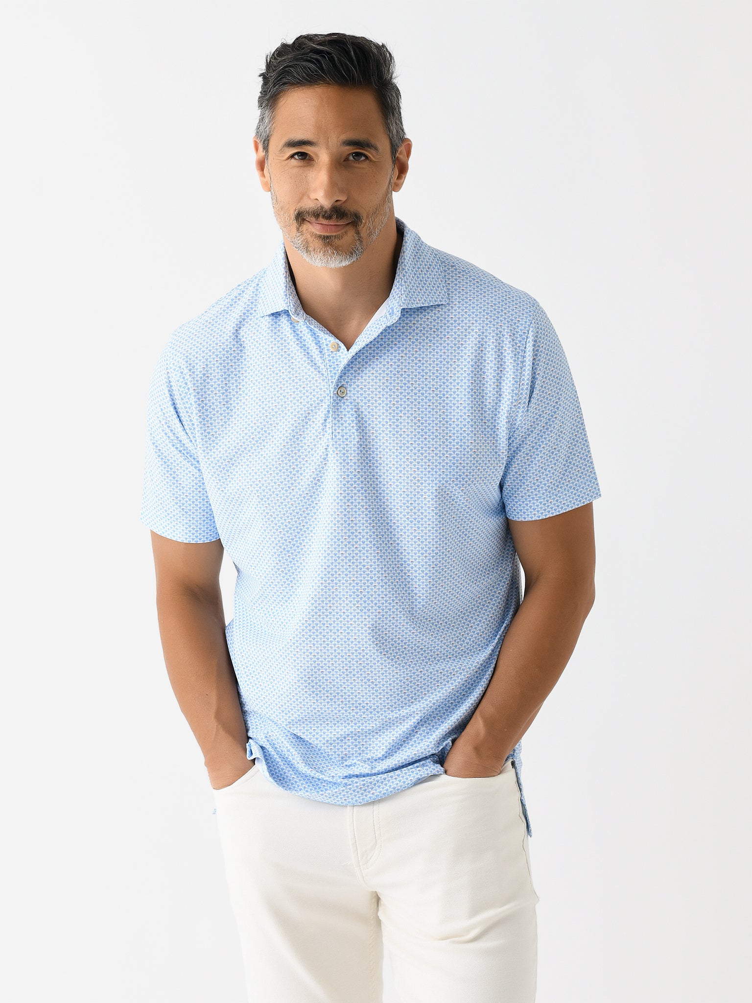 Peter Millar Crown Sport Men's Grill And Chill Performance Mesh Polo - Saint Bernard