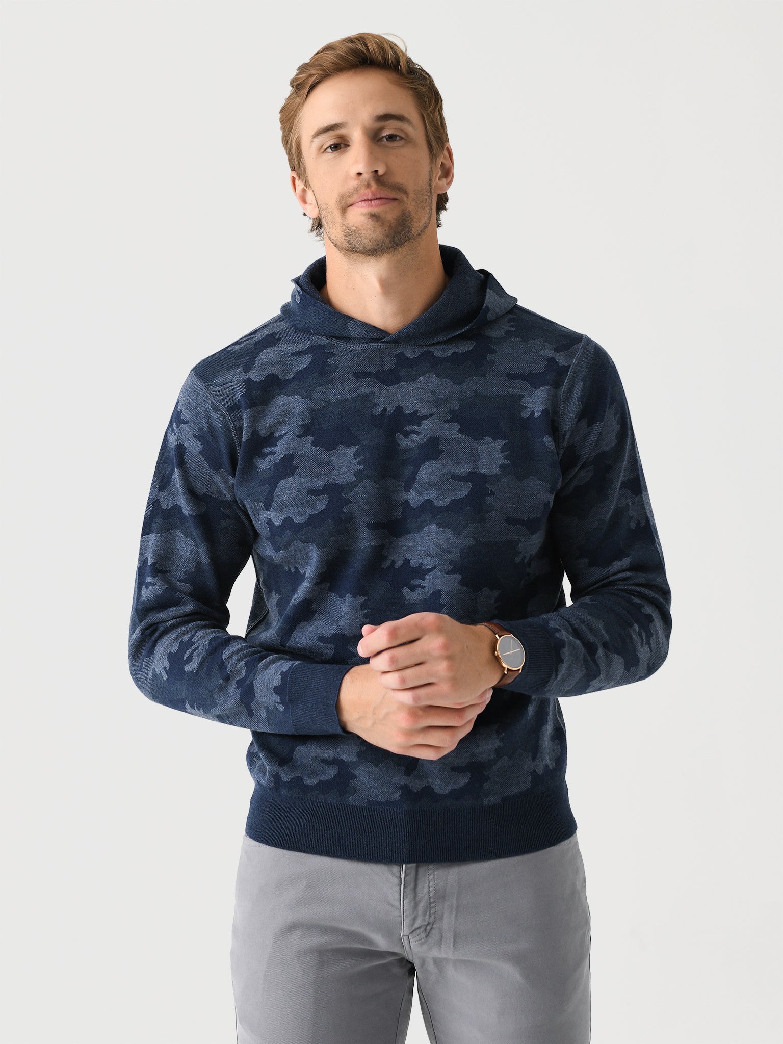 Peter Millar Crown Men's Reversible Camo Popover Hoodie - Saint Bernard