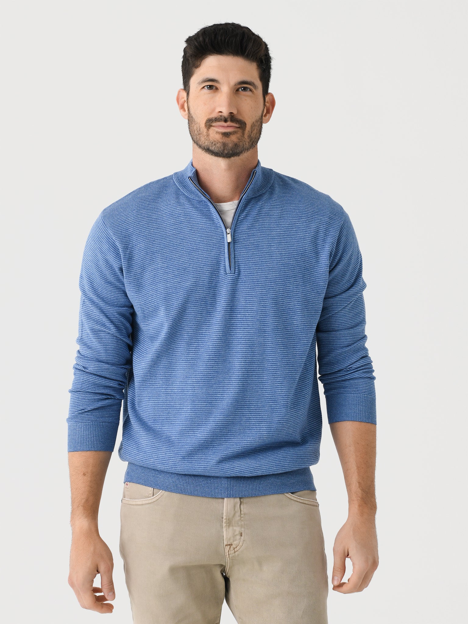 Peter Millar Crown Men's Canton Stripe Quarter-Zip - Saint Bernard