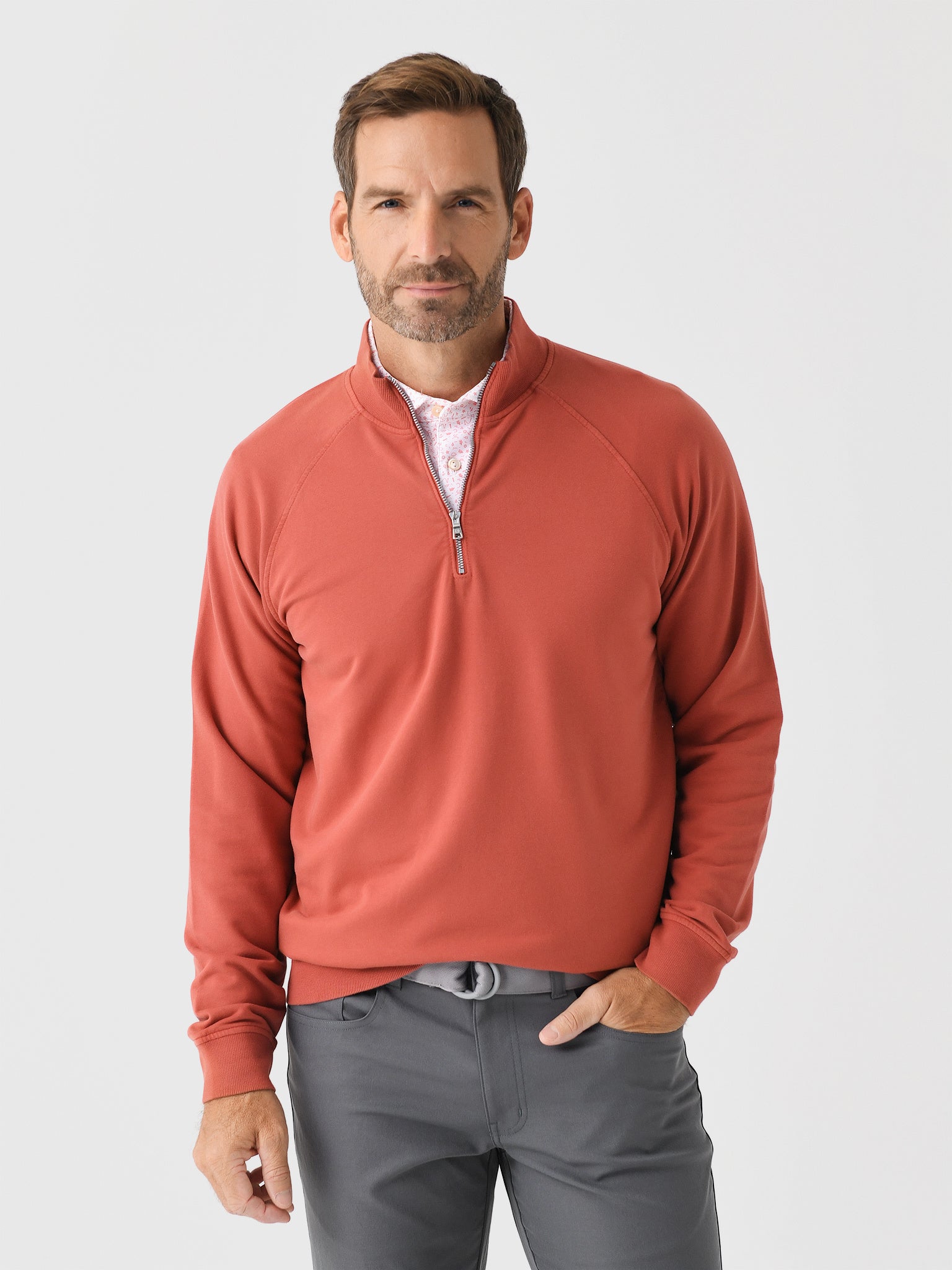 Peter Millar Crown Men's Lava Wash Quarter-Zip - Saint Bernard