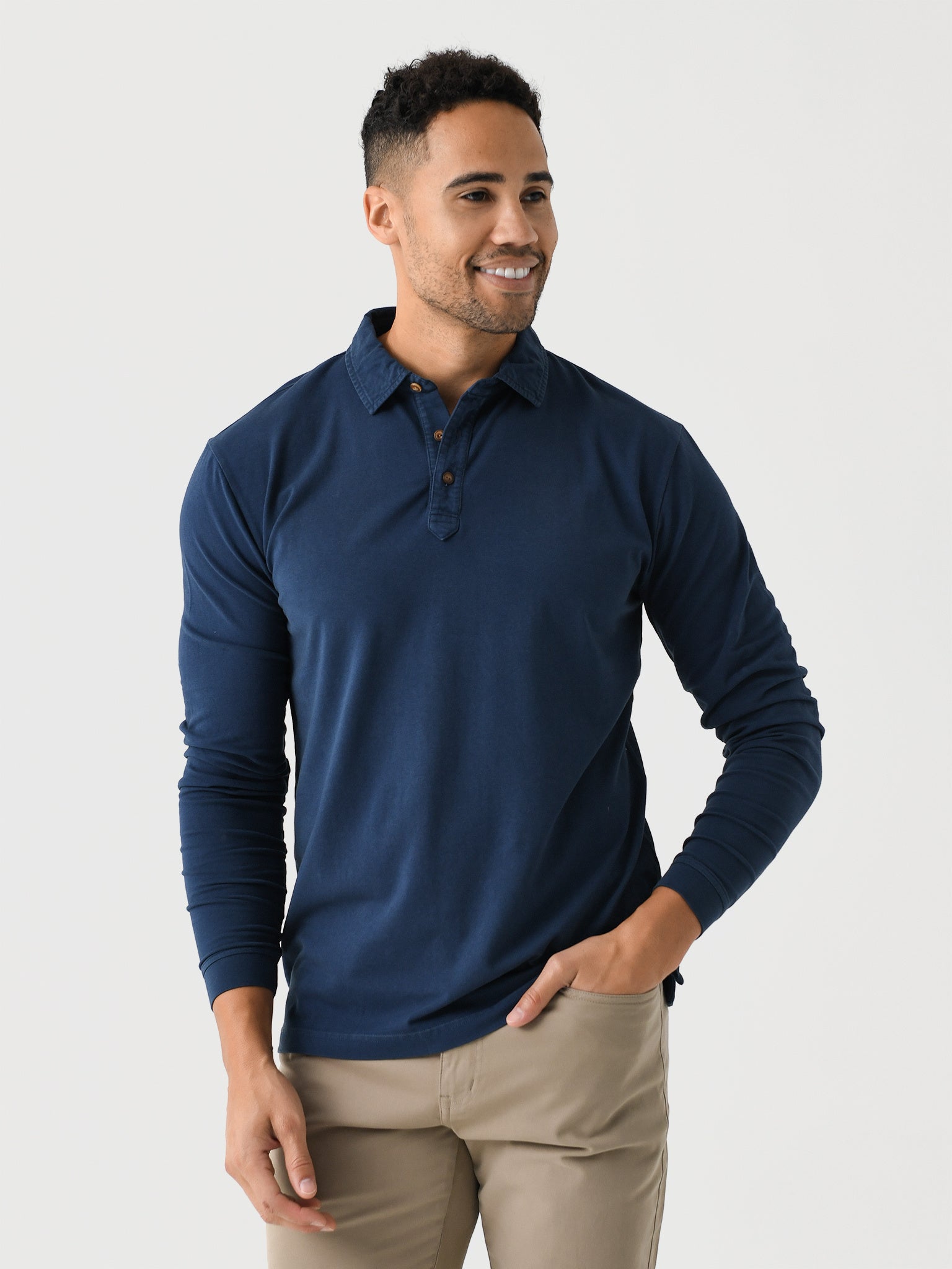 Peter Millar Crown Men's Lava Wash Long-Sleeve Polo - Saint Bernard