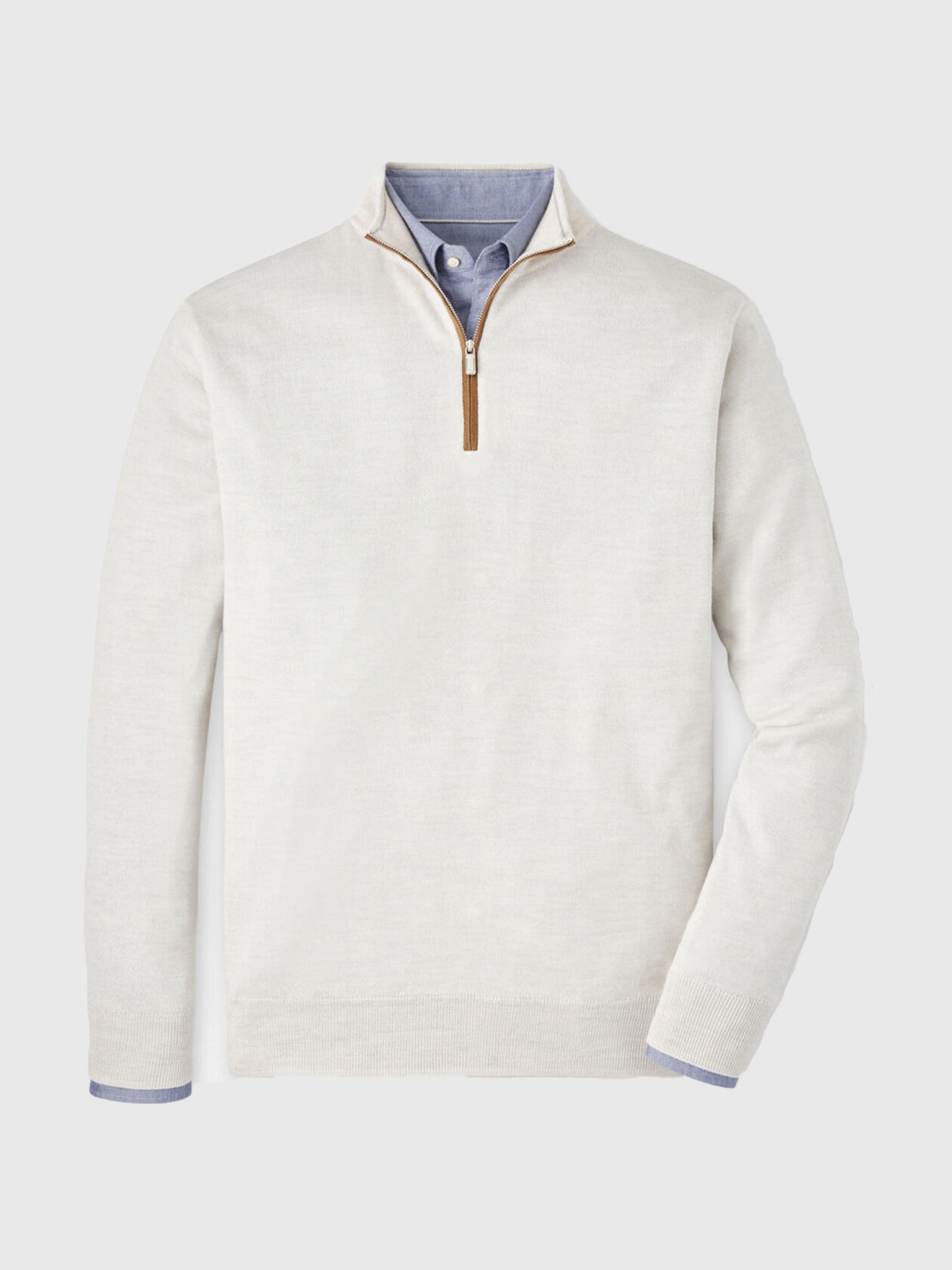 Peter Millar Crown Men's Autumn Crest Suede Trim Quarter-Zip - Saint Bernard