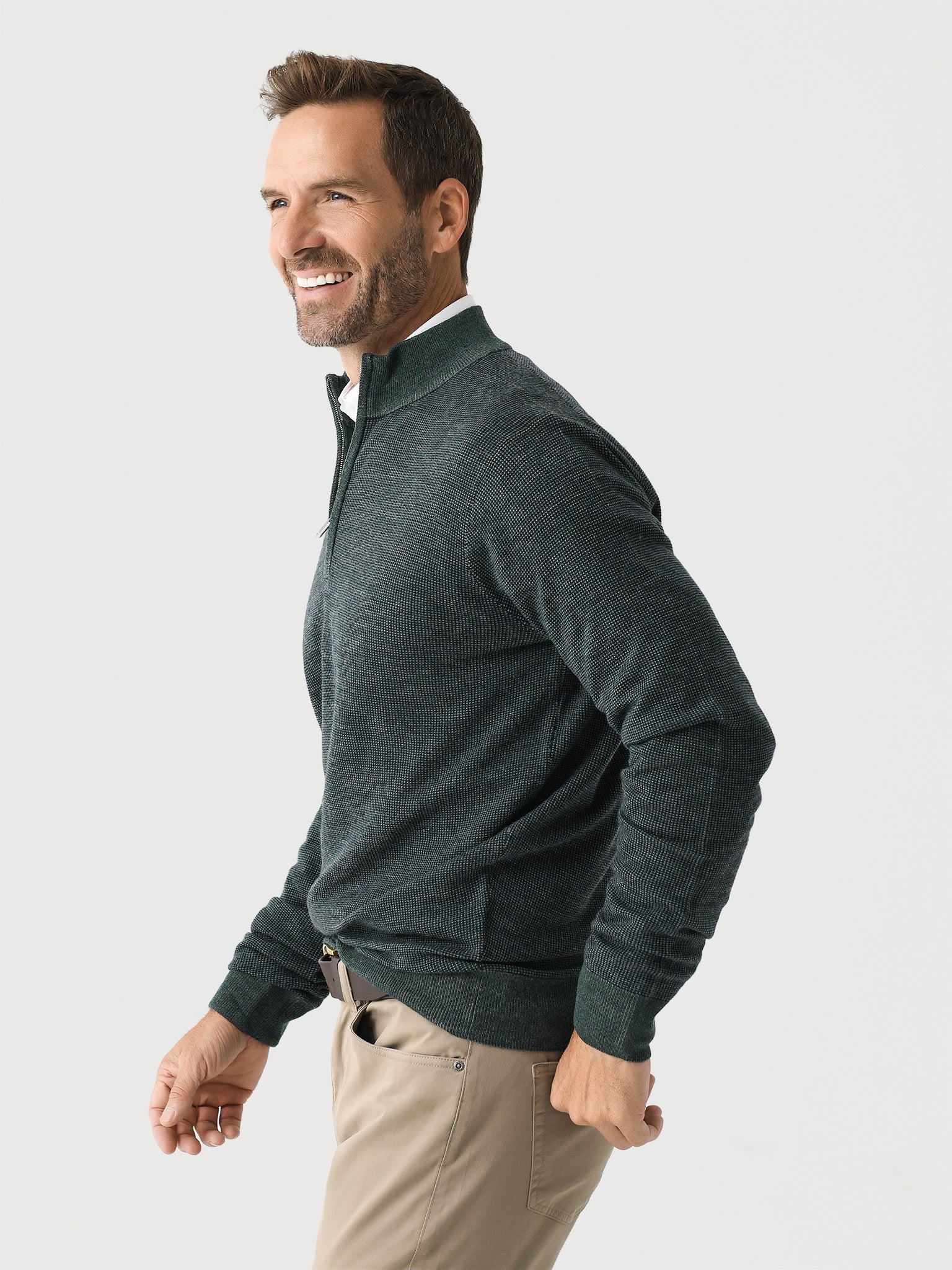 Peter Millar Crown Men's Breaker Birdseye QuarterZip Saint Bernard