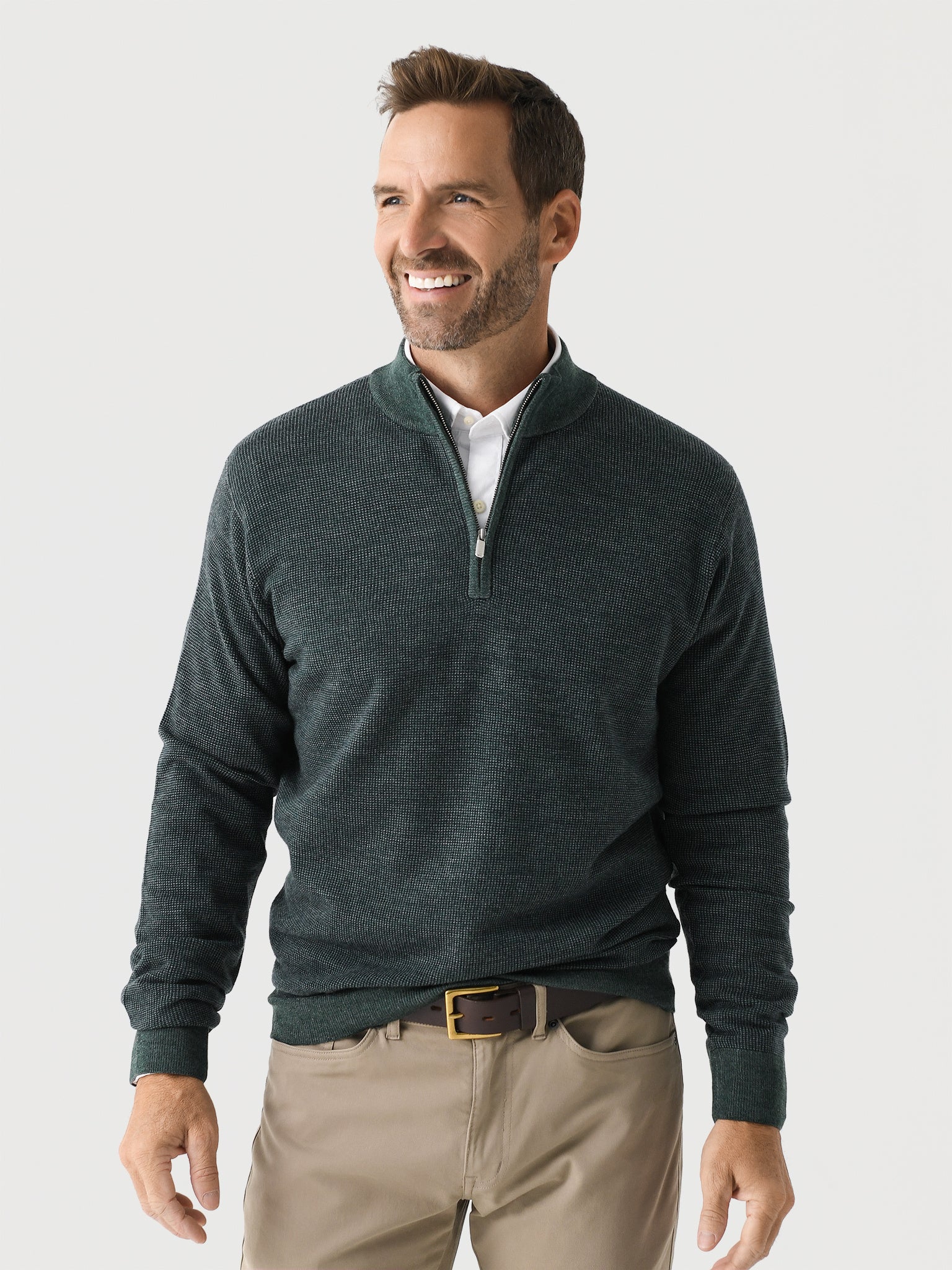 Peter Millar Crown Men's Breaker Birdseye Quarter-Zip - Saint Bernard