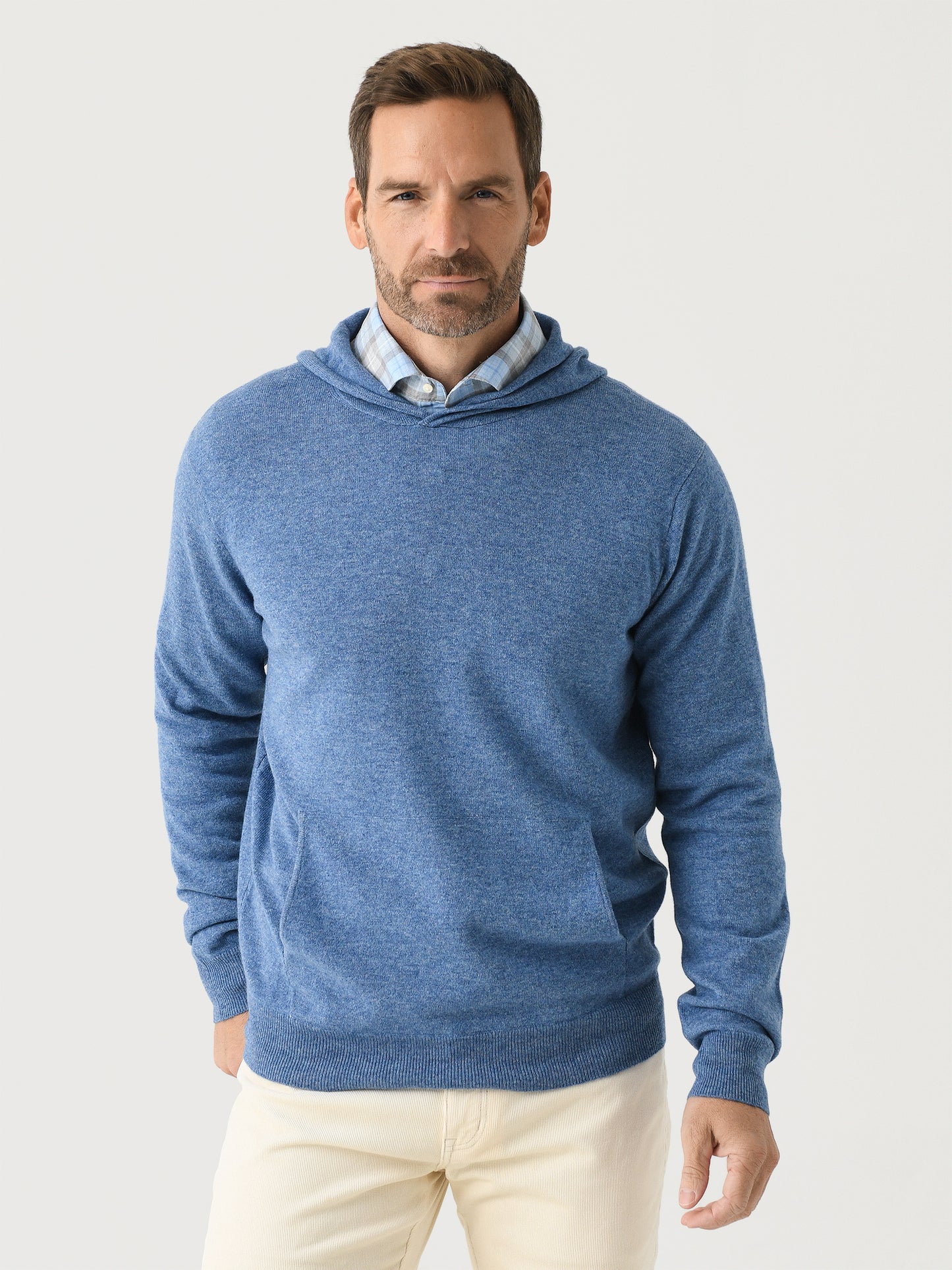 Peter Millar Crown Men's Conway Wool Cashmere Popover Hoodie - Saint Bernard