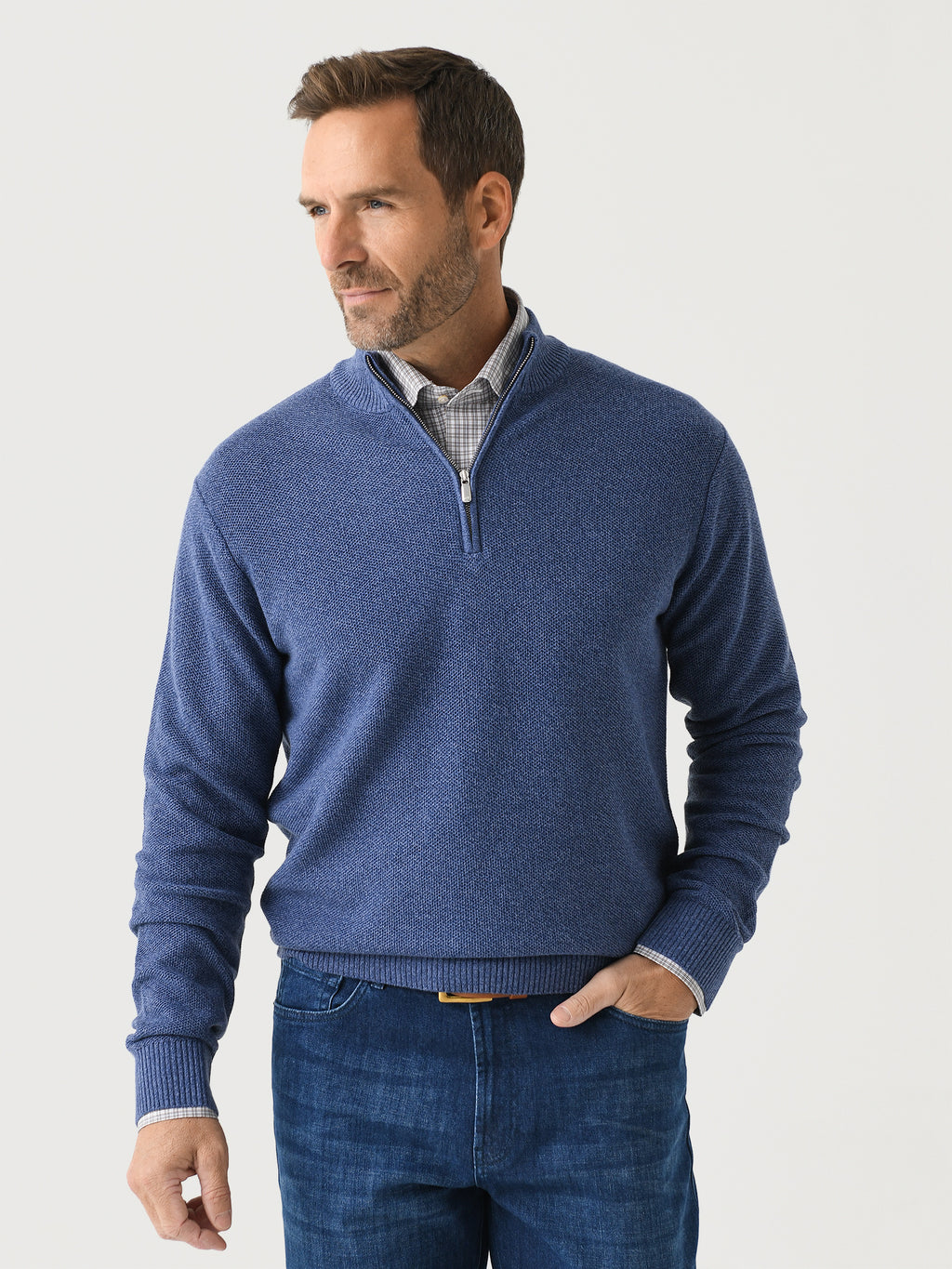 Peter Millar Crown Men's Nevis Twisted Quarter-Zip - Saint Bernard