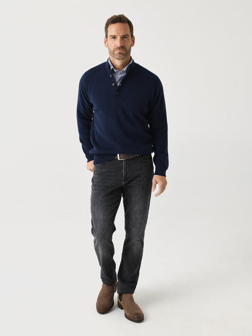 Peter Millar Crown Men's Ruxton Rib Button Mock Sweater