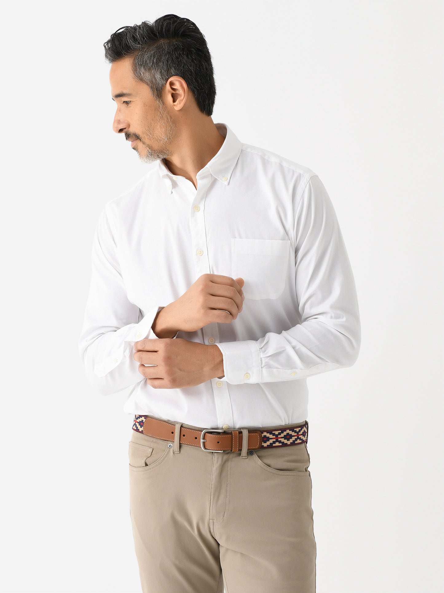 Peter Millar Crown Men's Campbell Pinpoint Cotton-Stretch Sport Shirt - Saint Bernard