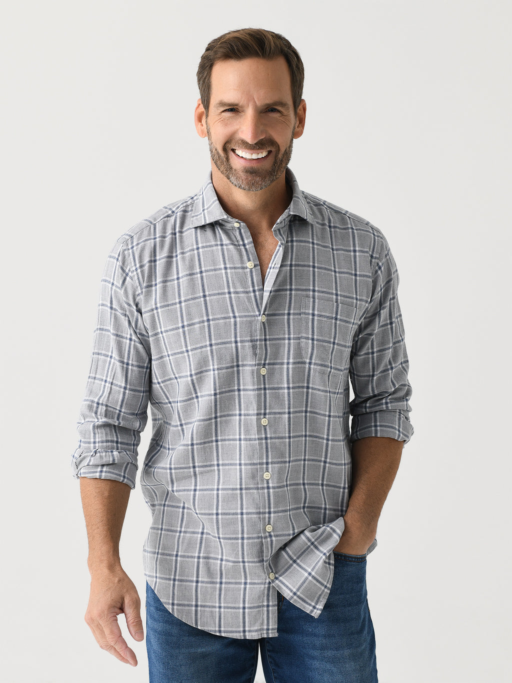 Peter Millar Crown Men's Vernon Flannelite Cotton-Stretch Sport Shirt - Saint Bernard