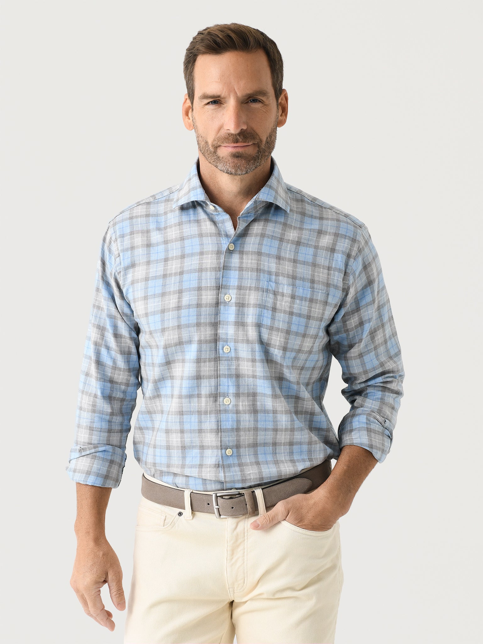 Peter Millar Crown Men's Langley Summer Soft Cotton Sport Shirt - Saint Bernard